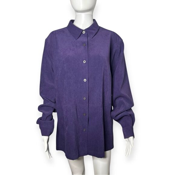 Vintage Classic Elements Shirt Womens XL Purple Faux Suede Relaxed Western Boho - Picture 1 of 8